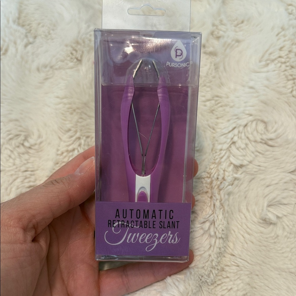 Purple Automatic Retractable Slant Tweezers